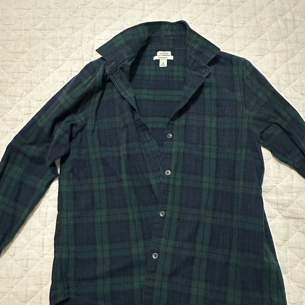 LL Bean Relaxed Fit Plaid Flannel - Womens M